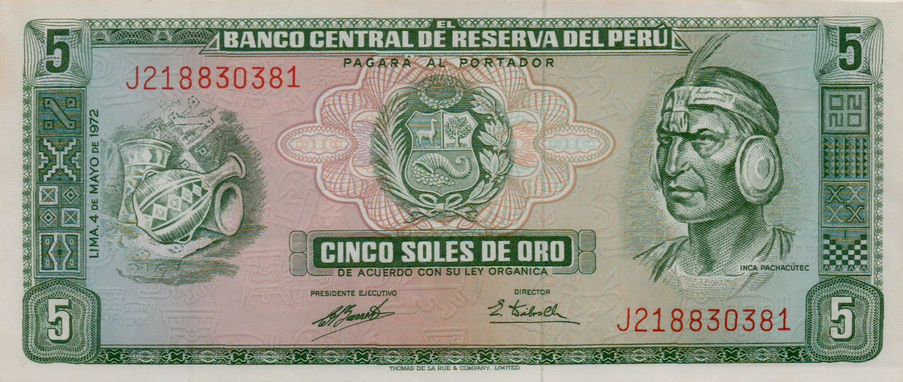 Peru 5 1972 UNC P-99/b